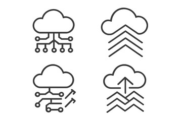 Cloud computing symbols representing data transmission and storage concepts in a modern digital landscape