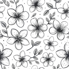 A seamless floral pattern featuring a vintage illustration of flowers, leaves, and a butterfly for a nature-inspired design