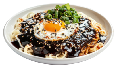 PNG Jjangmyeon plate food egg.