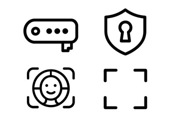 Digital security icons representing authentication, safety, and user verification in modern technology