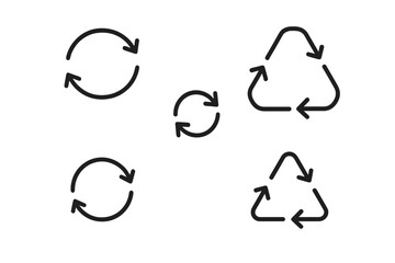 Collection of recycling symbols illustrating sustainable practices for environmental awareness and conservation efforts