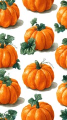 Colorful pumpkins arranged in a creative pattern showcasing autumn harvest bounty and seasonal decorations