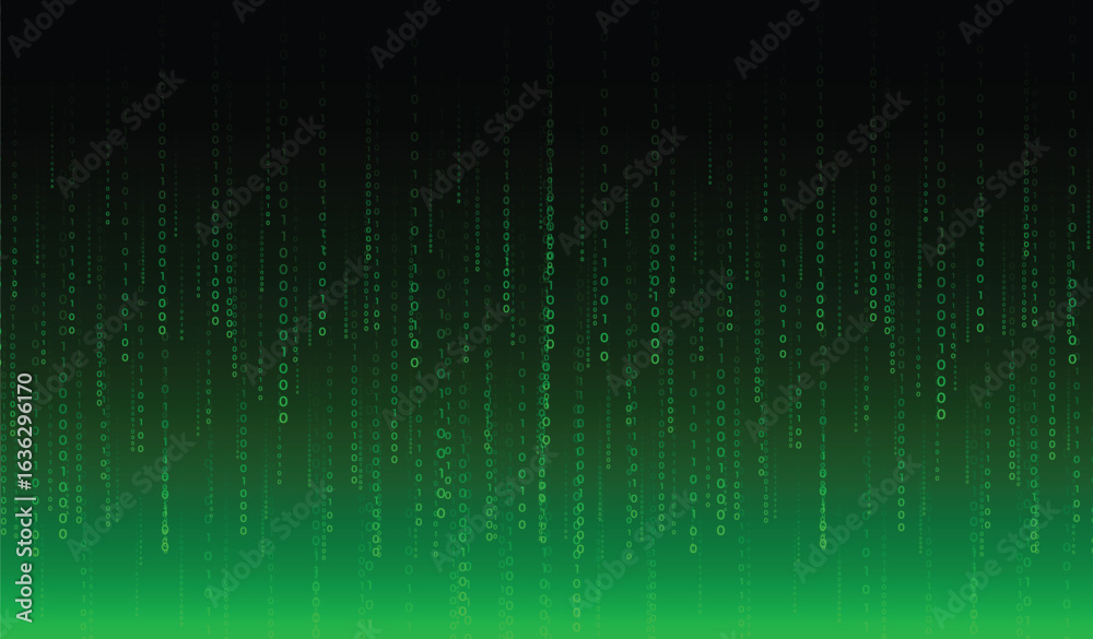 Wall mural abstract green binary code background