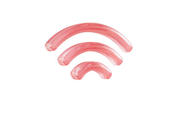 Pink wifi symbol isolated on transparent background made of brush strokes
