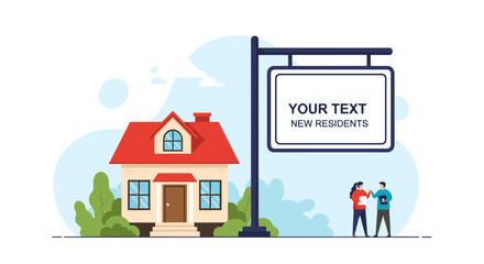 Fototapeta premium Real estate agents assisting new residents with house hunting for a new home
