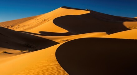 Desert dunes, golden hues, morning light