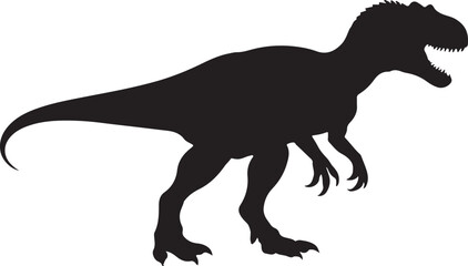 Majestic allosaurus dinosaur silhouette in dynamic pose