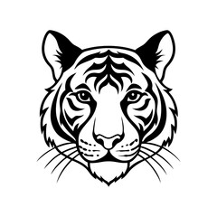 tiger head silhouette black art vector