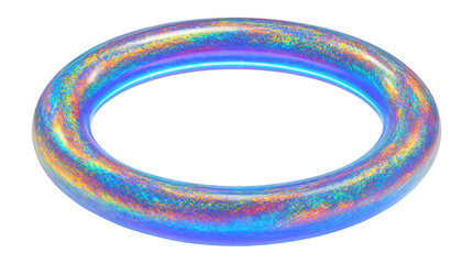 Elliptical plasma halo with a shimmering, prismatic surface.