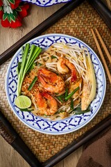 Stir fried thai noodles with shrimps ,Thai called Pad  thai