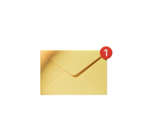 contemporary innovative creative digital colorful vibrant crisp clean stylish elegant modern detailed professional high quality Yellow Envelope with a Red Number 1 on a Transparent Background