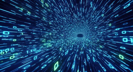 Digital tunnel with binary code streaks