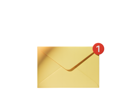 contemporary innovative creative digital colorful vibrant crisp clean stylish elegant modern detailed professional high quality Yellow Envelope with a Red Number 1 on a Transparent Background