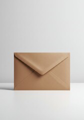 A light beige envelope sits on a plain white surface