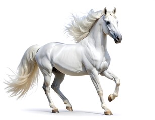 Obraz premium White horse in dynamic gallop