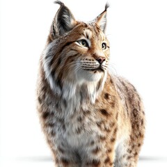 Fototapeta premium Lynx Portrait with Snow, Isolated White Background