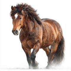 Obraz premium Handsome Brown Horse Trotting, White Background