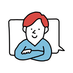 吹き出し　腕を組む男性のイラストアイコン