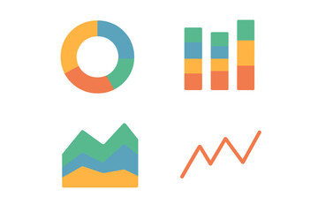 Graphic representations of data trends and statistics for presentations and reports