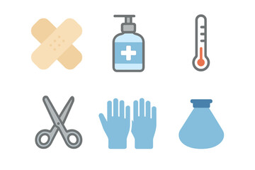 Medical supplies for first aid and health care in a clinical setting