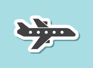 Airplane sticker icon in flat style. Plane vector illustration on isolated background. Transport sign business concept.