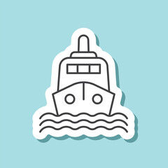 Vessel sticker icon in line stroke flat style. Ship vector illustration on isolated background. Transport sign business concept.