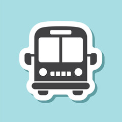 Bus sticker icon in flat style. Autobus vector illustration on isolated background. Transport sign business concept.