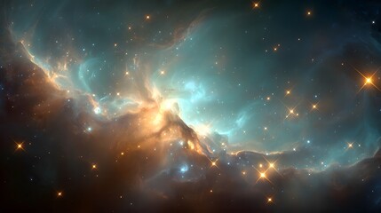 Obraz premium A swirling nebula of vibrant colors and scattered stars.