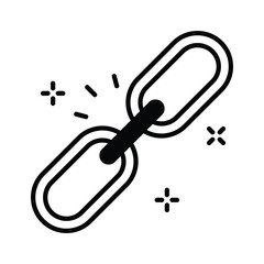 Well designed glyph icon showing a network link line