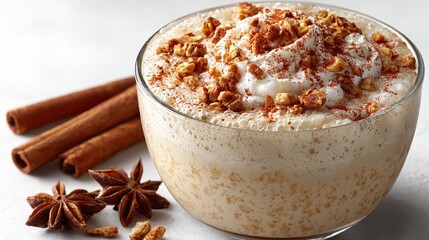 Festive Holiday Drink with Cinnamon, Star Anise, and Whipped Cream