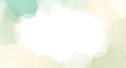 Obraz premium Subtle watercolor blend, offering a delicate touch of green and beige tones background, perfect