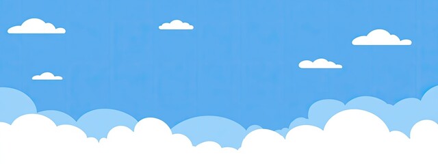 Simple cartoon sky with fluffy clouds