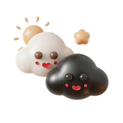 Smiling Weather Friends A White Cloud and Dark Cloud Underneath the Sun