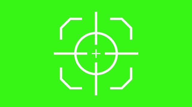 aim or target icon with green screen Sniper Scope Crosshair Animation Overlay with Rotating HUD Target Reticle and Circular UI Elements with chroma key Background for Video Editing FPS Gaming Effects