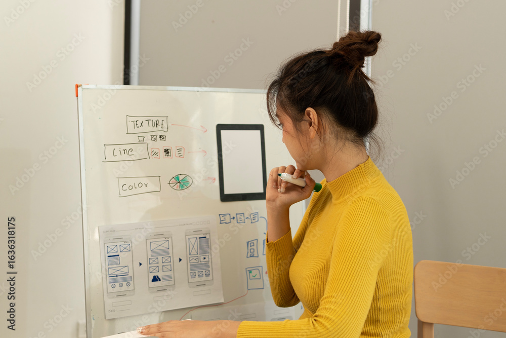 Wall mural creative web designer planning ui application and developing digital template