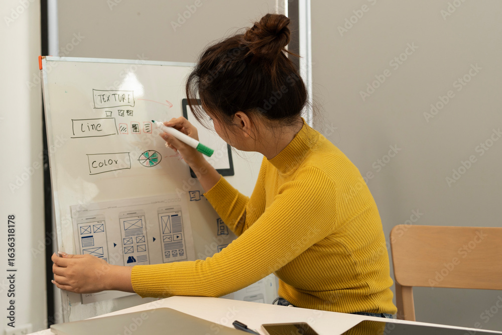 Wall mural creative web designer planning ui application and developing digital template