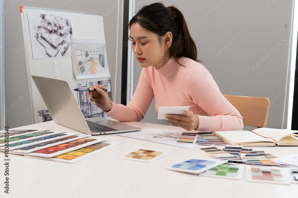 Wall mural creative web designer planning ui application and developing digital template