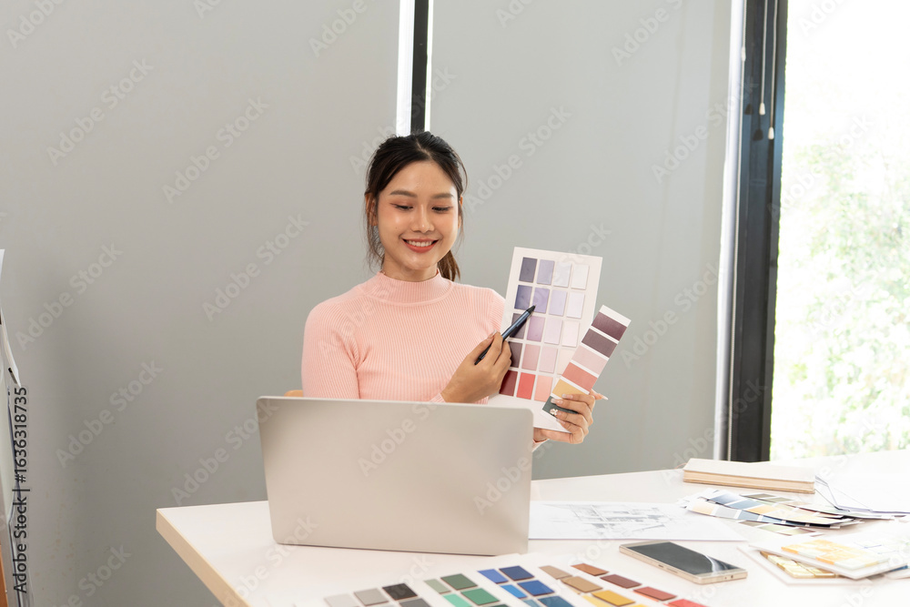 Wall mural creative web designer planning ui application and developing digital template