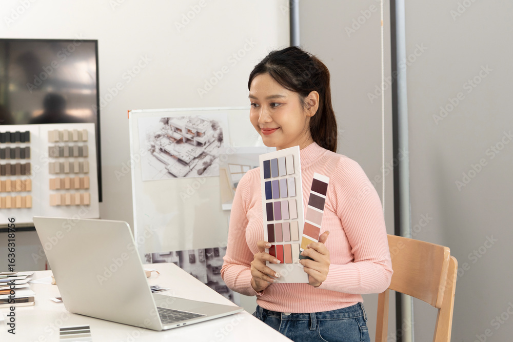 Wall mural creative web designer planning ui application and developing digital template