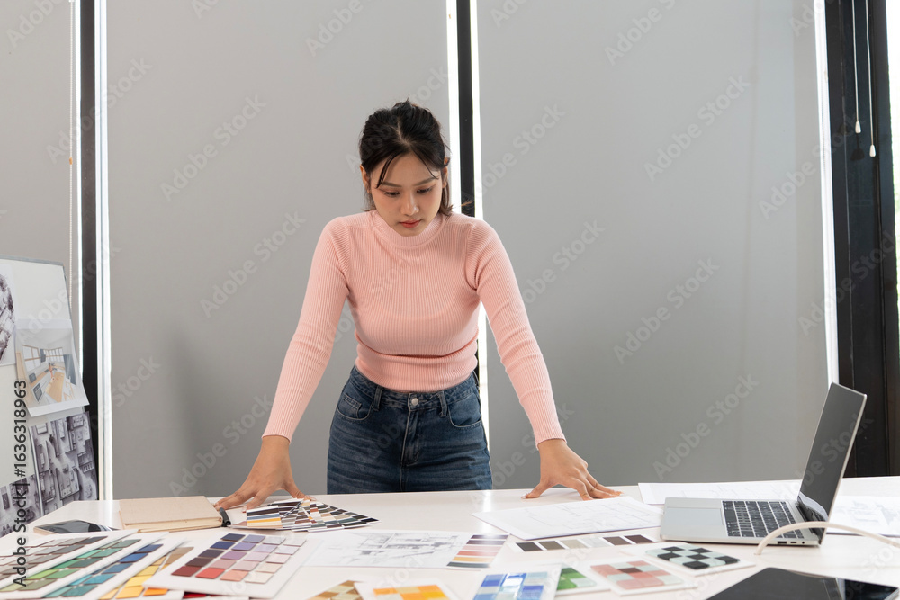 Wall mural creative web designer planning ui application and developing digital template