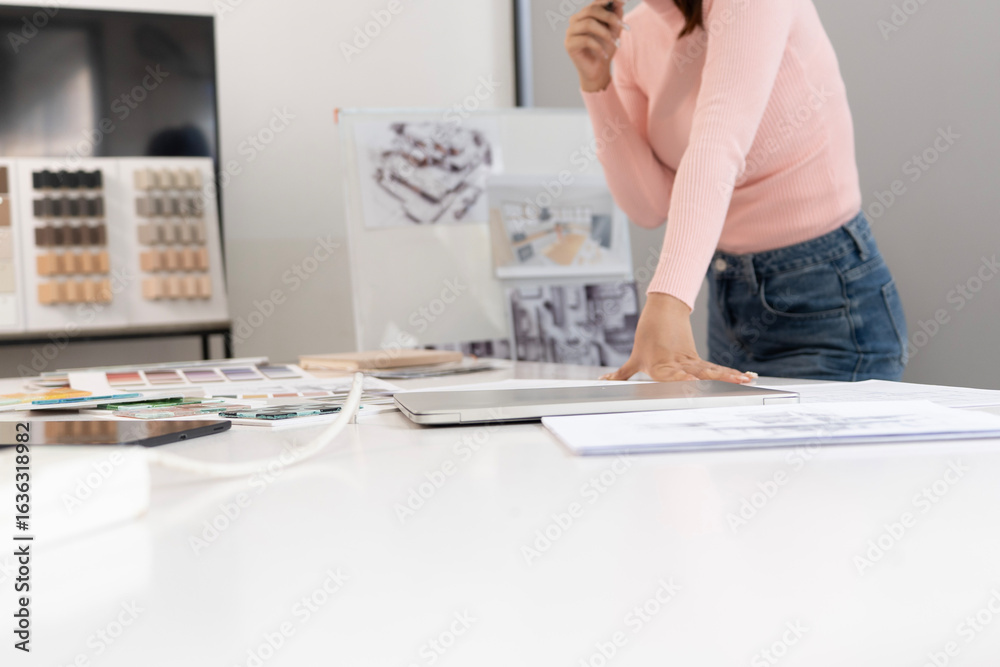 Wall mural creative web designer planning ui application and developing digital template