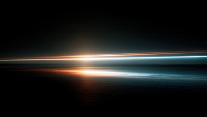 Abstract horizon, light streaks over dark