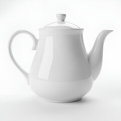 Fototapeta premium Elegant white ceramic teapot, perfect for a sophisticated tea ritual or modern kitchen.