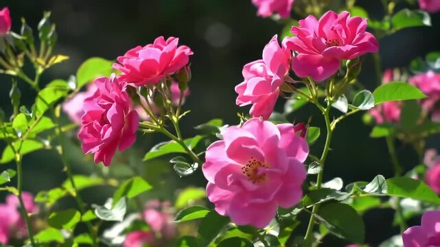 Blooming Pink Roses A Vibrant Garden Scene