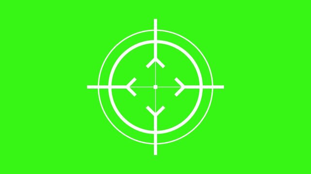 aim or target icon with green screen Sniper Scope Crosshair Animation Overlay with Rotating HUD Target Reticle and Circular UI Elements with chroma key Background for Video Editing FPS Gaming Effects