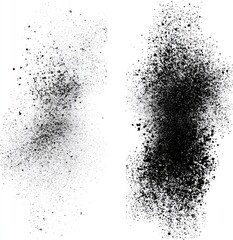 Fototapeta premium Two black ink splatter textures on white background