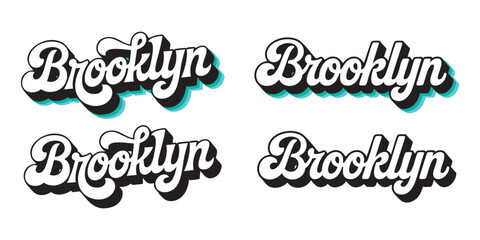 Brooklyn set design for prints, t-shirts and more. Vector illustration on white background.