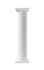 Obraz premium Classic white fluted column standing with transparent background