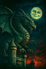 Fototapeta premium dragon on the wall
