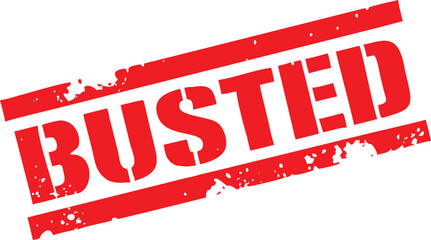 Red Busted Stamp Isolated on White Background, Distressed, Oblique, Bold Text,